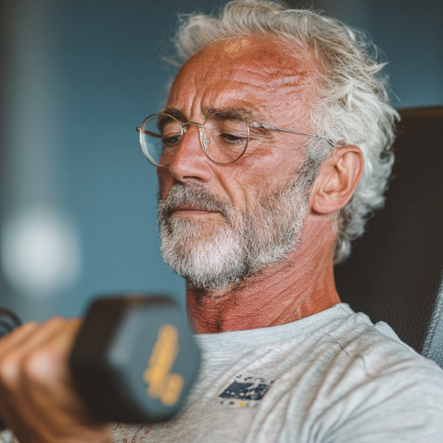 Seniori activi și fericiți la FitPilot demonstrând progresul lor în fitness